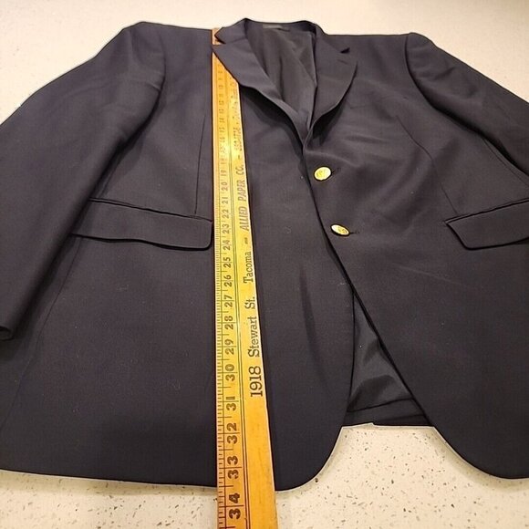 Lauren Ralph Lauren Men's 46L Navy Blue 100% Wool 2 GOLD Button Blazer Jacket - Picture 5 of 11